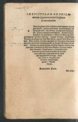In Epistolam Ad Philemonem argumentum ...