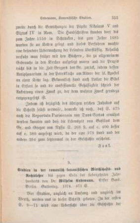 355-360 [Rezension] Endemann, Wilhelm, Studien in der romanisch-kanonistischen Wirtschafts- und Rechtslehre bis gegen Ende des 17. Jahrhunderts