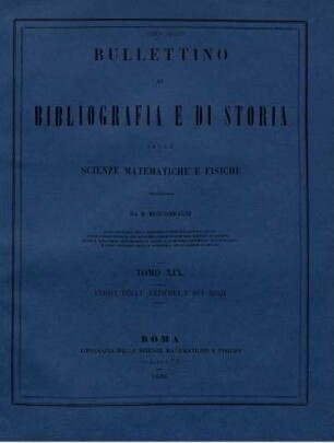 Tomo XIX. Indici degli articoli e dei nomi.