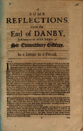 Some Reflexions upon the Earl of Danby