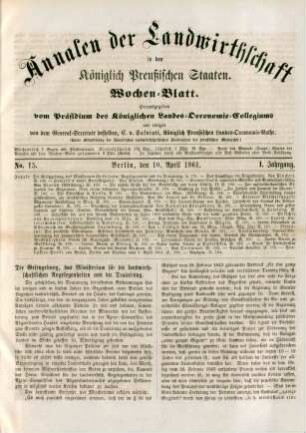 No. 15. Berlin, den 10. April 1861. I. Jahrgang.