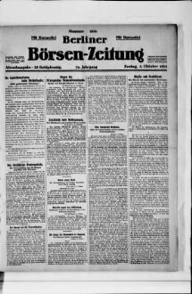 Berliner Börsen-Zeitung, Abendausgabe