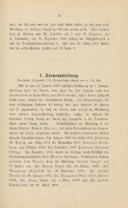 I. Frauenabteilung