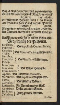 Verzeichnüß der Personen.