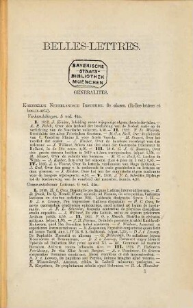 Wetenschap, letteren en kunst in Nederland voornamelijk in de 19de eeuw : Bibliographisch overzicht, 1