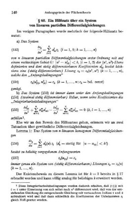 § 60. Ein Hilfssatz über ein System von linearen partiellen Differentialgleichungen