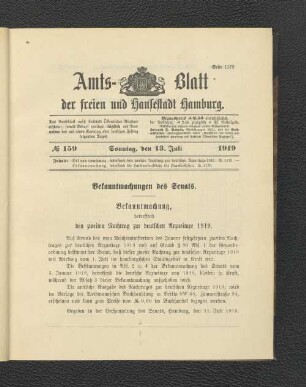 No.159, Sonntag, den 13. Juli 1919