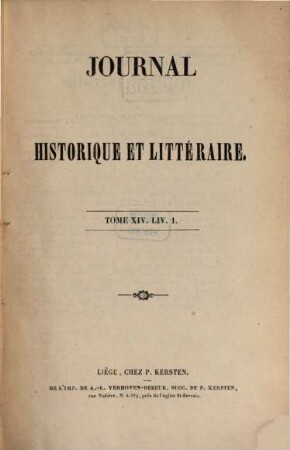 Journal historique et littéraire. 14. 1847