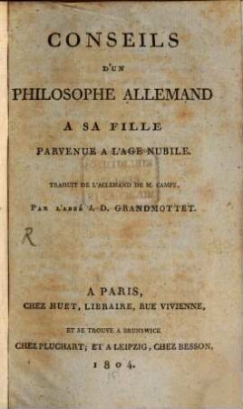 Conseils d'un philosophe à sa fille