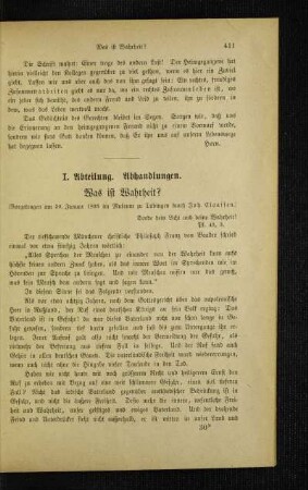 Was ist Wahrheit? : (vorgetragen am 30. Januar 1893 im Museum zu Tübingen)