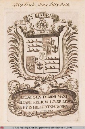 Wappen des Maximilian Felix von Lesch