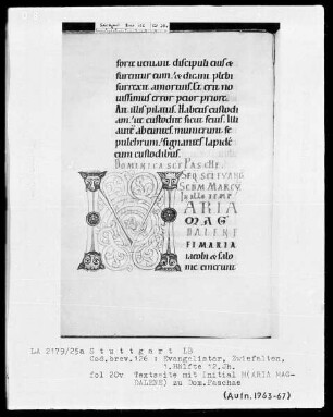 Festevangelistar (Benediktinerhandschrift) — Initiale M(aria Magdalene), Folio 20verso
