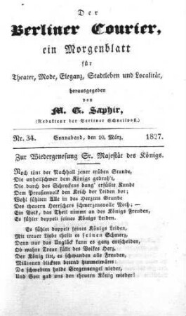 Nr. 34, Sonnabend, den 10. März 1827