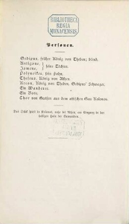 Oedipus in Kolonos : Tragödie