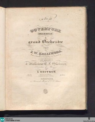 Ouverture solennelle à grand Orchestre : Oeuv. 126. 9me ouverture