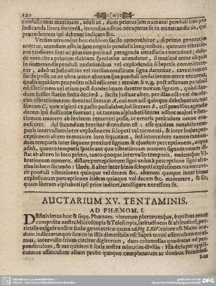 AUCTARIUM XV. TENTAMINIS.