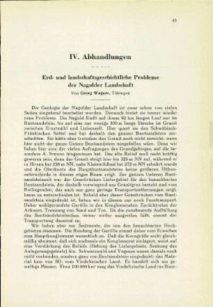 Erd- und landschaftsgeschichtliche Probleme der Nagolder Landschaft