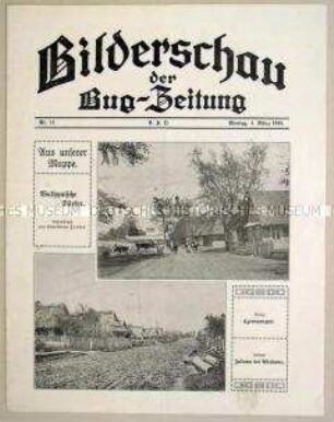 Illustrierte Beilage der "Bug-Zeitung" mit Abbildungen aus einem Dorf in Polen