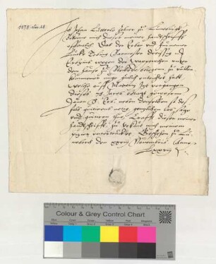 Johan Lutterlo, Zöllner zu Lüneburg, bescheinigt eigenhändig den Empfang eines Erbzinses von 30 Mark, ausgezahlt durch den Barmester Lutke Tobing.