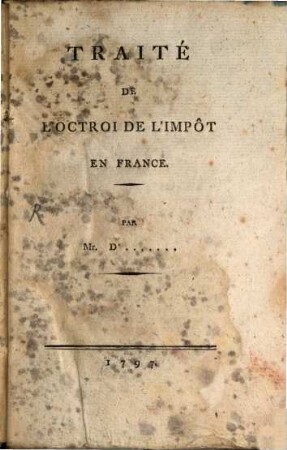 Traité de l'octroi de l'impot en France