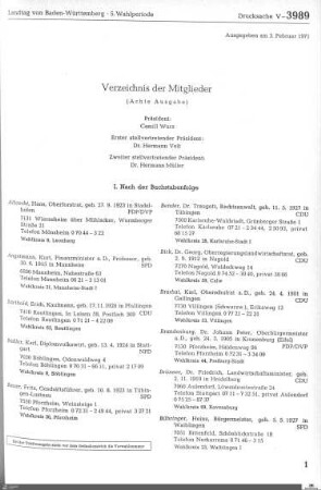 Mitglieder, Präsidium, Ausschüsse