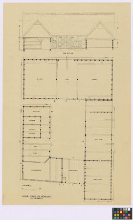 Lomp (Landkreis Preußisch Holland): Heinrich. - Vierkanthof (Querschnitt A-B). - Scheune (Grundriss). - Kuhstall (Grundriss). - Pferdestall (Grundriss). - Schuppen mit Rosswerk [Göpelanlage] (Grundriss). - Schweinestall (Grundriss). - Durchfahrtsgebäude (Grundriss). - Abort (Grundriss)