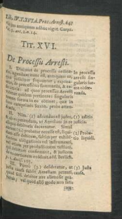 Tit. XVI. De Processu Arresti