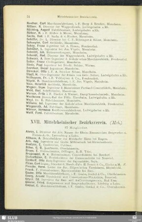 XVII. Mittelrheinischer Bezirksverein.