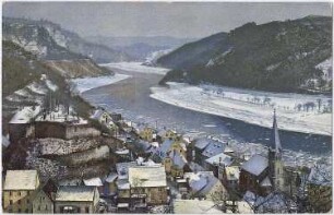 Stadt Wehlen. Ortsansicht, kolorierte Ansichtskarte