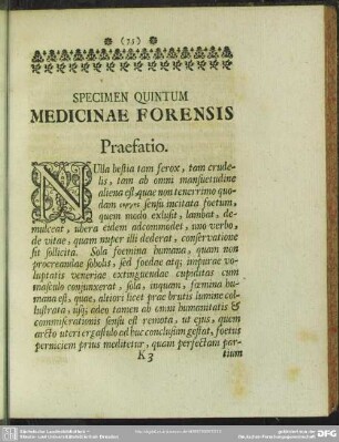 Specimen Quintum Medicinae Forensis