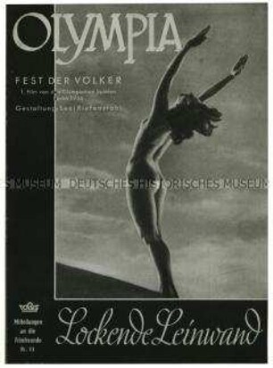 Filmprogramm zum ersten Film über die Olympischen Spiele 1936 Berlin von Leni Riefenstahl