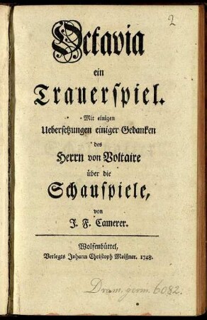 Octavia : ein Trauerspiel