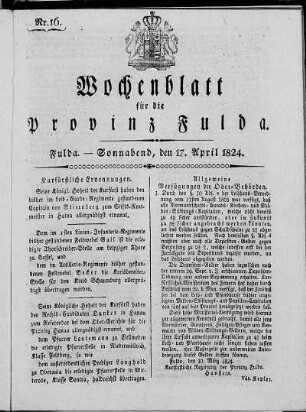 Nr. 16, Ausgabe vom 17. April 1824