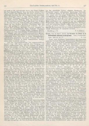 336-338 [Rezension] Arnal, André, La Personne du Christ et le Rationalisme allemand contemporain