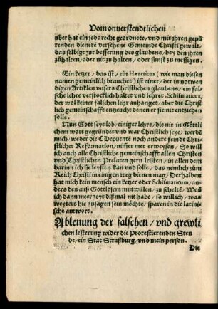 Ablenung der falschen/ und grewlichen lesterung wider die Protestierenden Stende/ ein Stat Straßburg/ und mein person.
