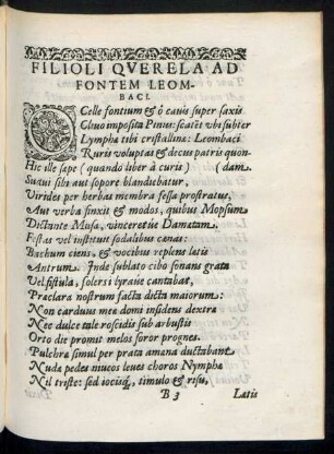 Filioli Querela Ad Fontem Leombaci.