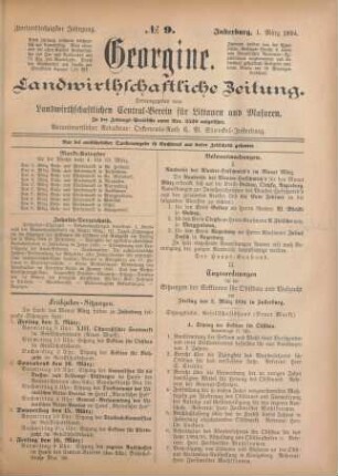 Zweiundsechzigster Jahrgang. No. 9. Insterburg, 1. März 1894.