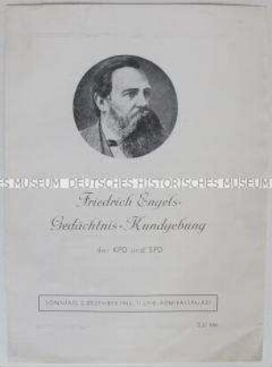 Programm zu einer gemeinsamen Kundgebung von KPD und SPD zum Gedenken an Friedrich Engels