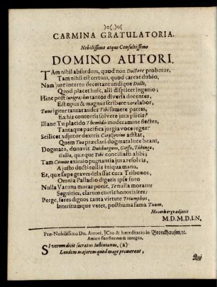 Carmina Gratulatoria.