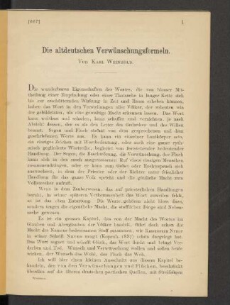 Die altdeutschen Verwünschungsformeln.