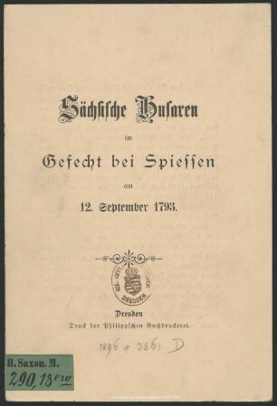 Sächsische Husaren im Gefecht bei Spiessen am 12. September 1793