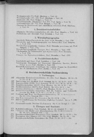 II. Betriebswirtschaftliche Studienrichtung
