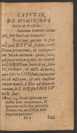 Caput IX, De Hominibus beatis et Ecclesia.