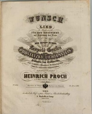 Wunsch : Lied ; in Musik gesetzt für eine Singstimme mit Begleitung des Piano ; 136. Werk