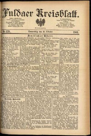 Erste Ausgabe vom Donnerstag, den 31. Oktober 1901.