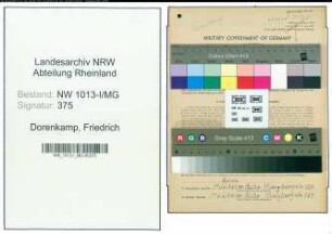 Entnazifizierung Friedrich Dorenkamp , geb. 17.01.1899 (Arbeiter)