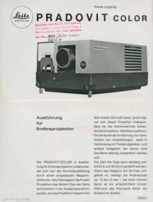 Diaprojektor "Pradovit color" der Ernst Leitz GmbH