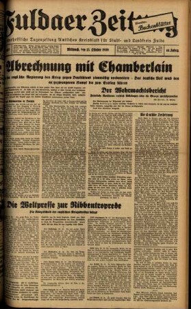 Ausgabe vom Mittwoch, den 25. Oktober 1939.