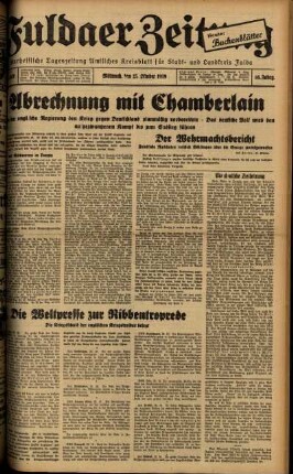 Ausgabe vom Mittwoch, den 25. Oktober 1939.