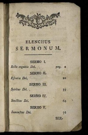 Elenchus Sermonum.